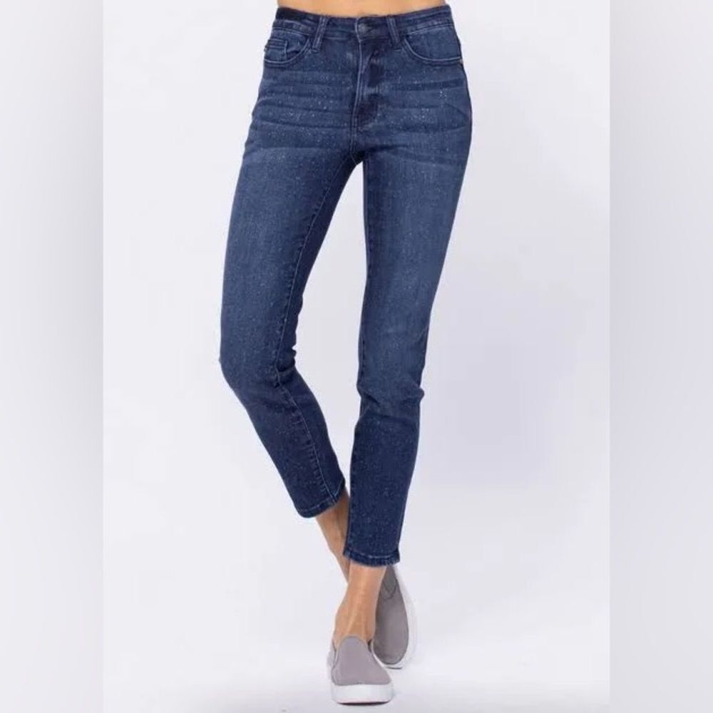 Judy Blue Women's Speckled Mid Rise Relaxed Fit Denim Jeans  |  Size:  1/25